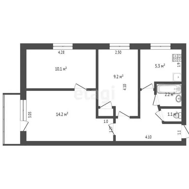3-комнатная квартира: Оса, Советская улица, 166 (49.5 м) - Фото 0