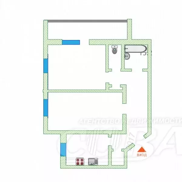 2-комнатная квартира: Тюмень, улица Николая Фёдорова, 1 (53.2 м) - Фото 2