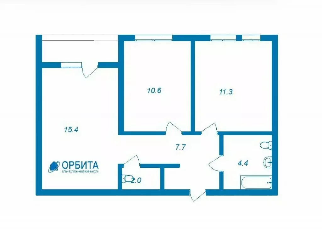 2-комнатная квартира: Тюмень, Полевая улица, 117к4 (51.4 м) - Фото 0