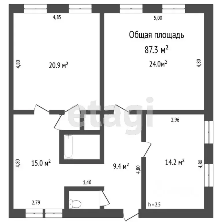 3-к кв. Томская область, Томск ул. Герцена, 33 (87.0 м) - Фото 2