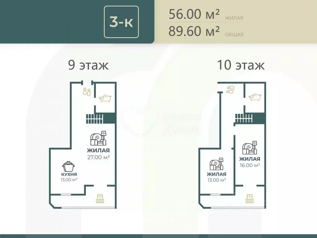 3-к кв. Волгоградская область, Волгоград ул. имени Хорошева, 8Б (89.6 ... - Фото 1