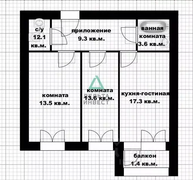 2-к кв. Башкортостан, Уфимский район, с. Михайловка ул. Сливовая, 7 ... - Фото 2
