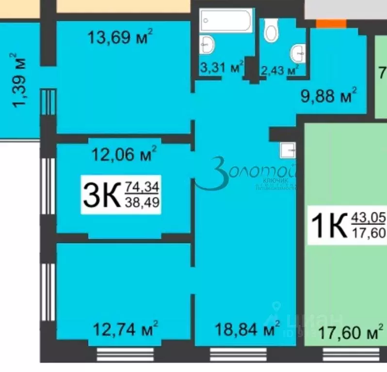 3-к кв. Нижегородская область, Нижний Новгород д. Анкудиновка, ул. ... - Фото 2