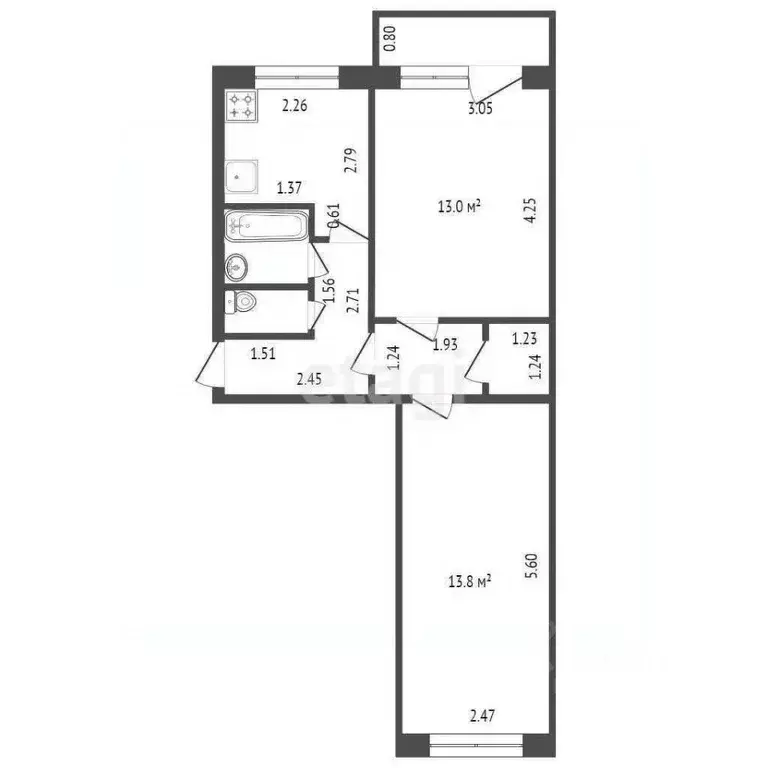 2-к кв. Липецкая область, Липецк ул. Имени Семашко, 11 (47.0 м) - Фото 2