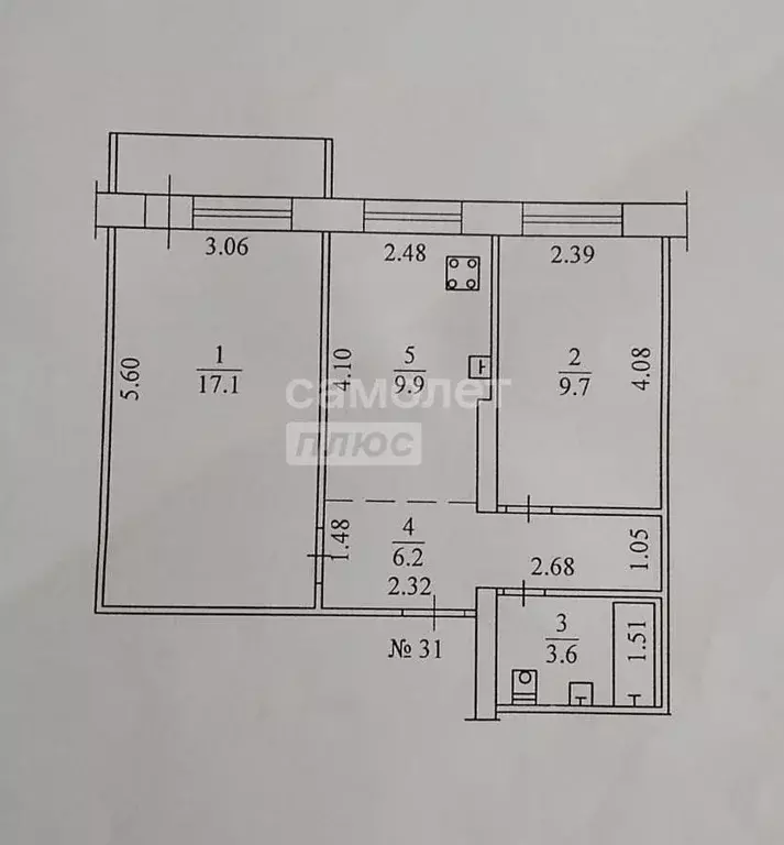 Квартира, 2 комнаты, 47.4 м - Фото 1