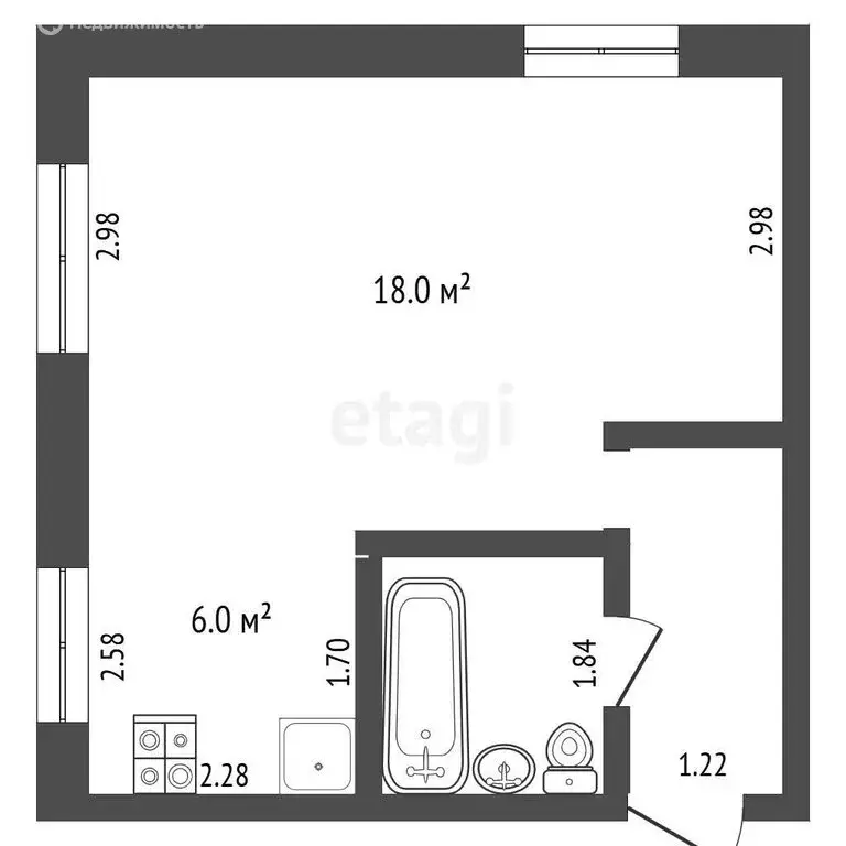 Квартира-студия: Тамбов, улица имени Сергея Лазо, 16 (30.2 м) - Фото 0