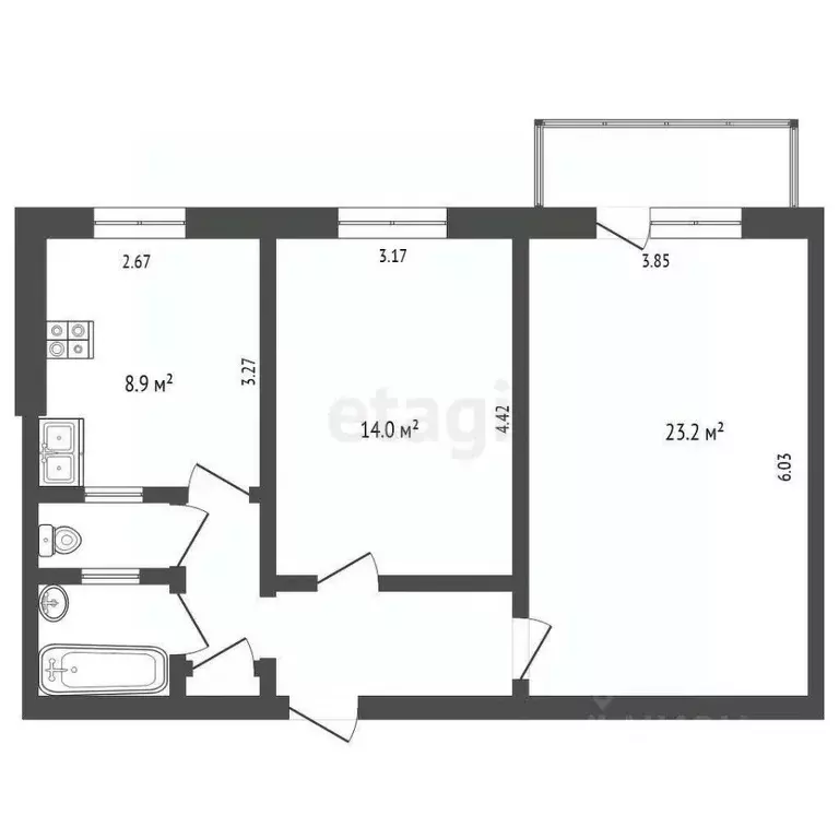 2-к кв. Ростовская область, Батайск ул. Ленина, 219 (47.0 м) - Фото 1