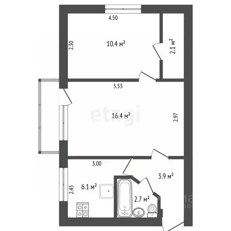 2-к кв. Севастополь ул. Героев Севастополя, 60 (42.7 м) - Фото 2