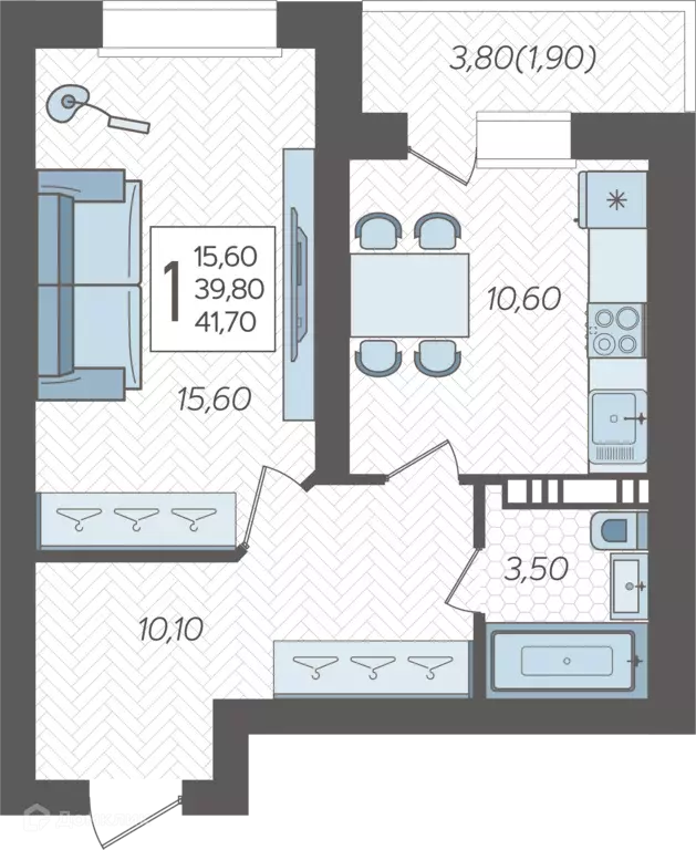 Продаётся 1-к квартира, 41.7 м - Фото 0