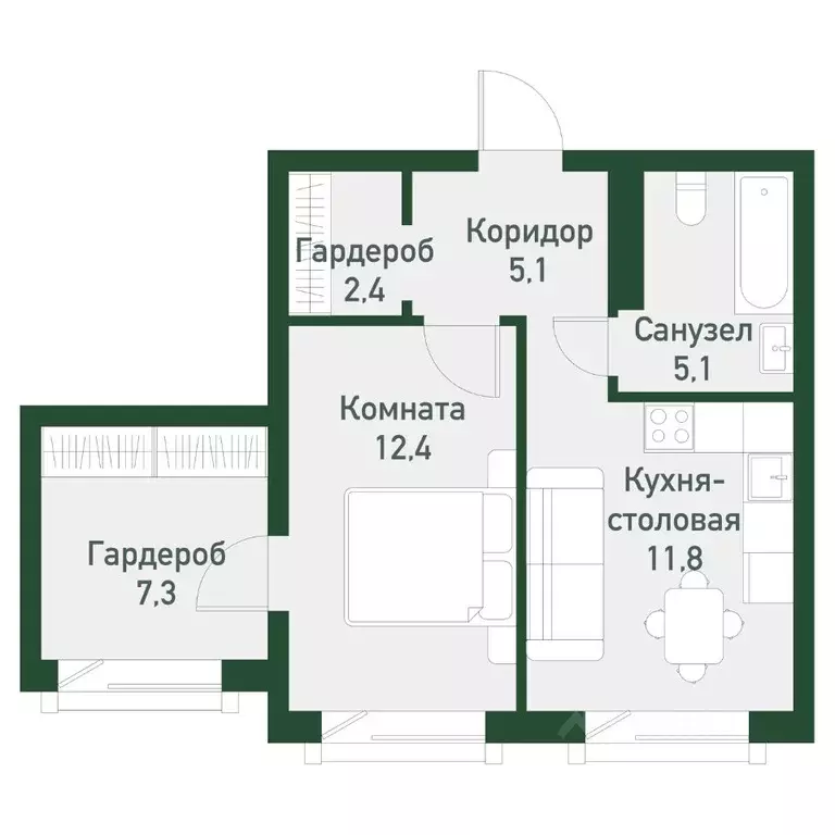 1-к кв. Челябинская область, Челябинский городской округ, пос. ... - Фото 1