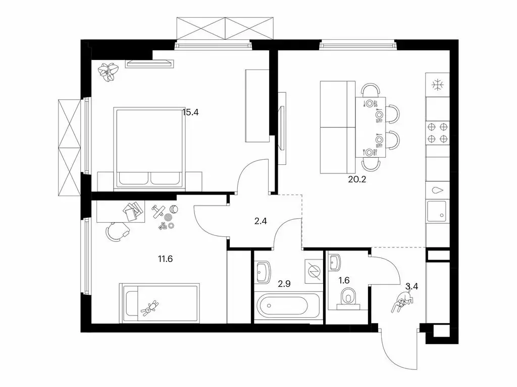 2-комнатная квартира: Мытищи, ЖК Ярославский Квартал (57.5 м) - Фото 1