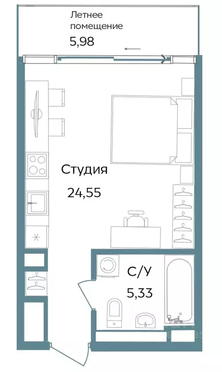Студия Крым, Саки  (35.86 м) - Фото 1