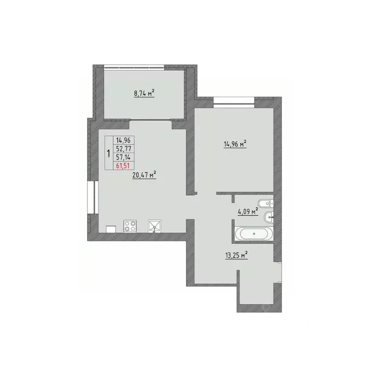 1-к кв. Ивановская область, Иваново Кооперативная ул., 3 (61.51 м) - Фото 1