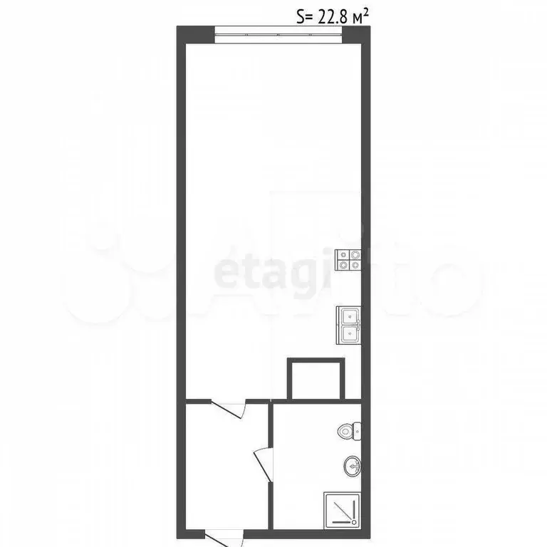 Квартира-студия, 22,8 м, 7/18 эт. - Фото 1