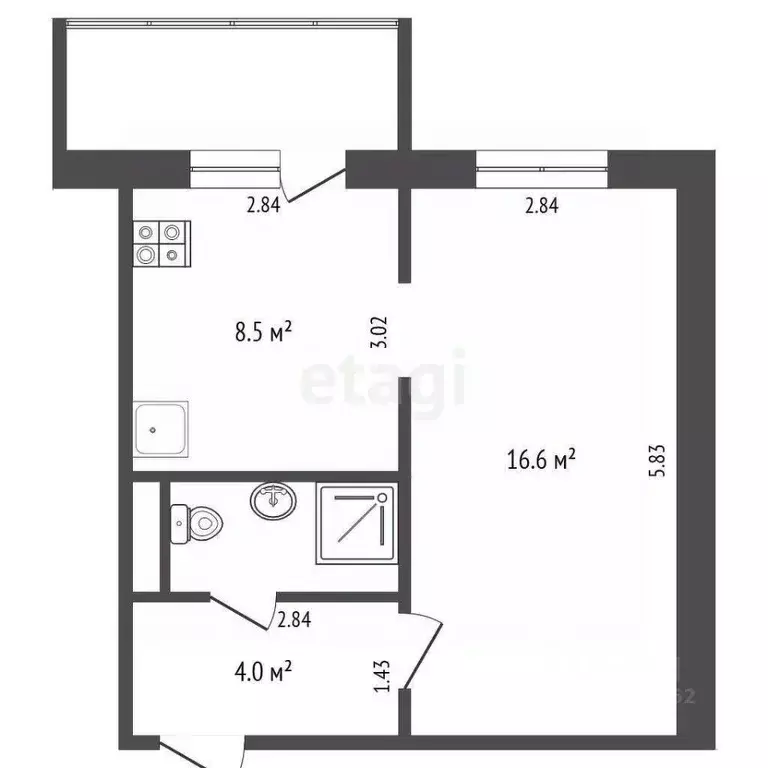 1-к кв. Челябинская область, Копейск просп. Славы, 14 (32.4 м) - Фото 2