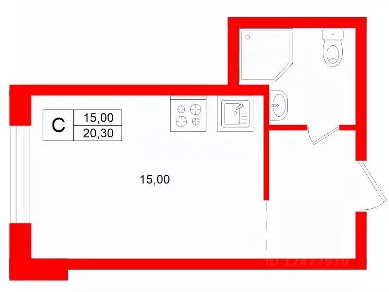 Квартира, студия, 20.3 м - Фото 1