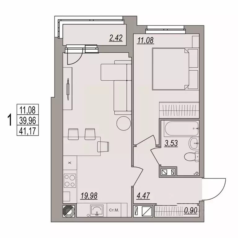 1-к кв. Волгоградская область, Волгоград ул. Дымченко, 9 (41.17 м) - Фото 1