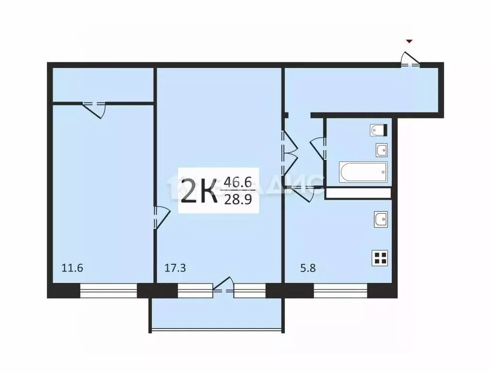 2-к кв. Владимирская область, Владимир ул. Лакина, 155а (46.6 м) - Фото 1