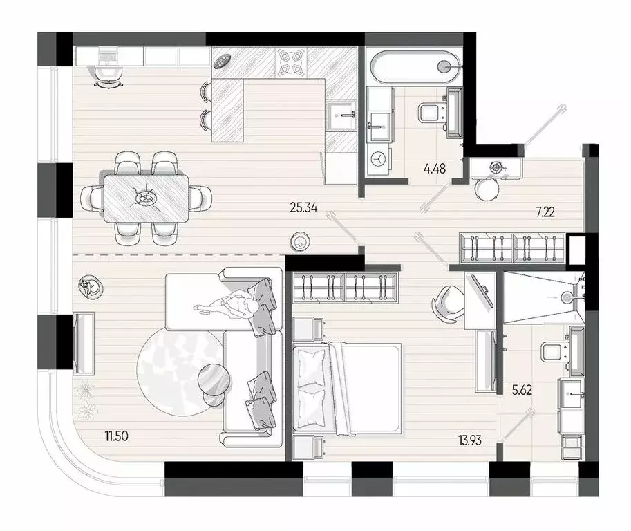 2-комнатная квартира: Казань, ЖК Минтимер (68.09 м) - Фото 2