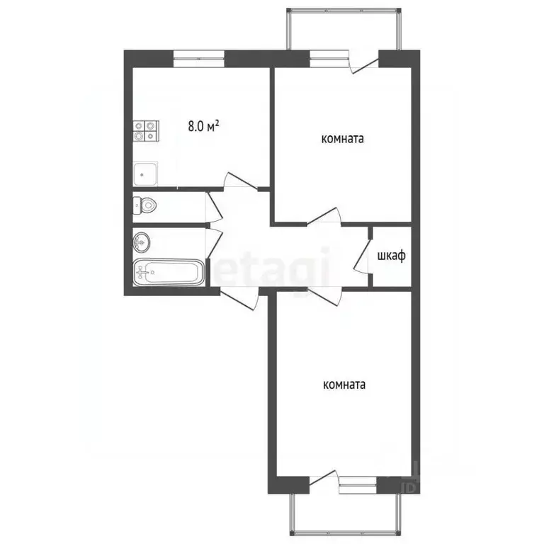 2-к кв. Московская область, Воскресенск Центральный мкр, ул. Победы, ... - Фото 2