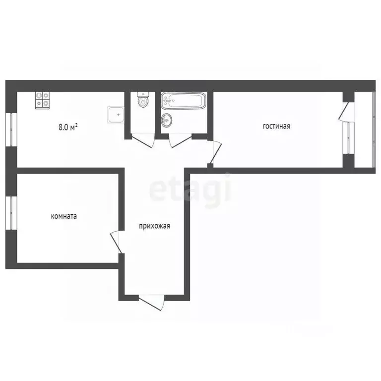 2-к кв. Ямало-Ненецкий АО, Муравленко ул. Украинских строителей, 26 ... - Фото 2