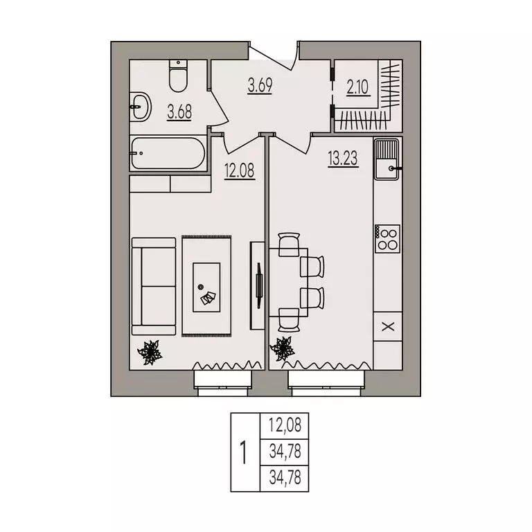 1-комнатная квартира: Волгоград, улица Землячки, 84/8 (34.78 м) - Фото 0