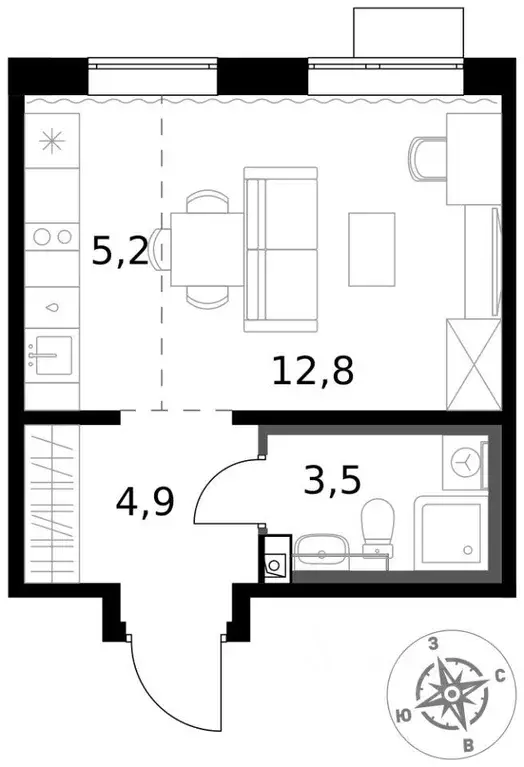 Квартира, студия, 26.4 м - Фото 2