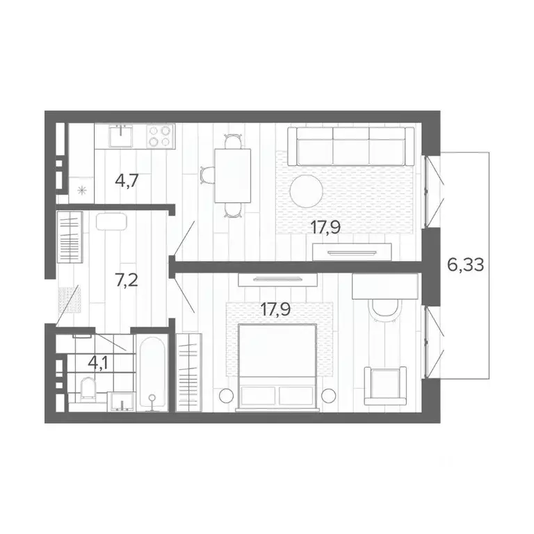 2-к кв. Алтайский край, Барнаул тракт Змеиногорский, 35Б (58.13 м) - Фото 0