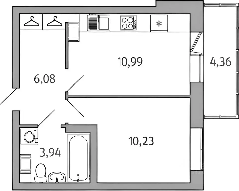1-к кв. Ленинградская область, Гатчина ул. Чехова, 43 (33.0 м) - Фото 2