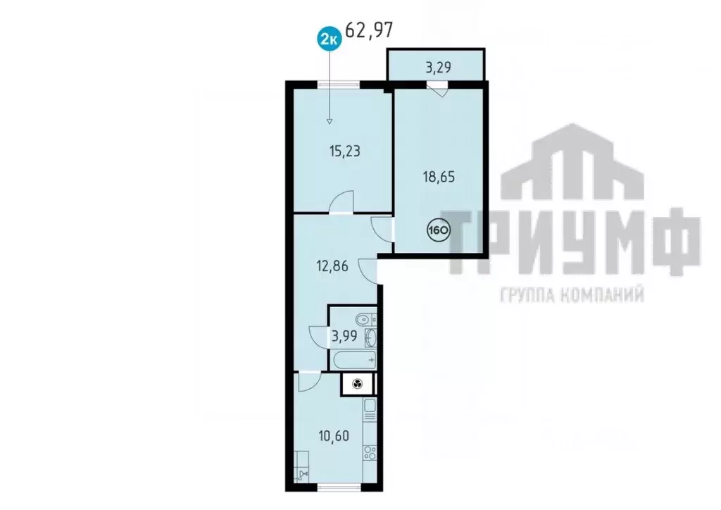 2-к кв. Нижегородская область, Кстово ул. Сутырина, 9 (62.97 м) - Фото 1