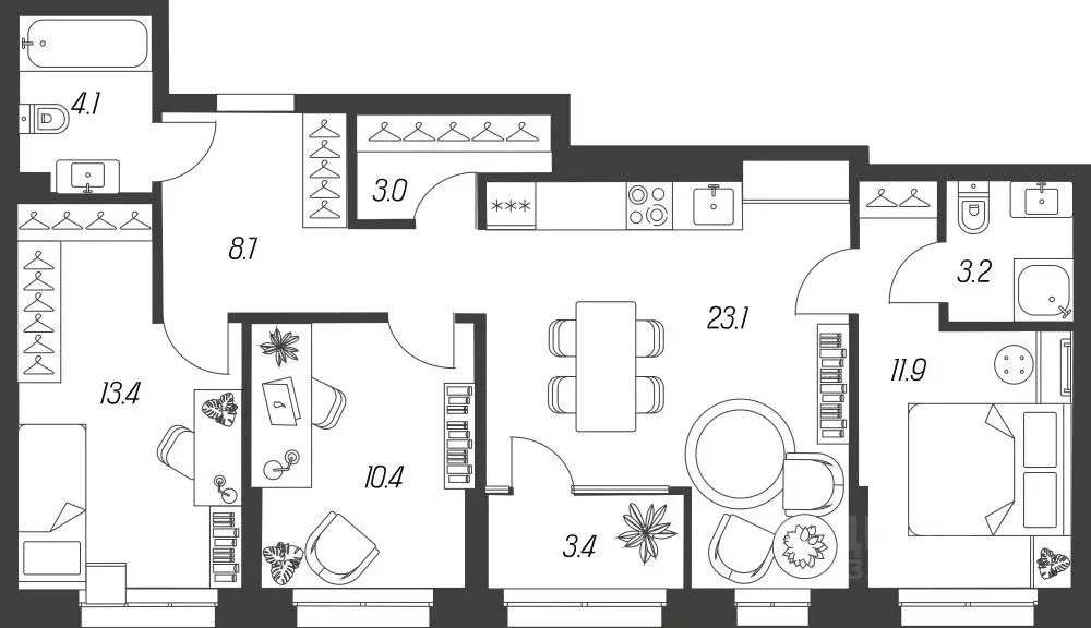 3-к кв. Тульская область, Тула ул. Михеева, 9А (81.2 м) - Фото 1