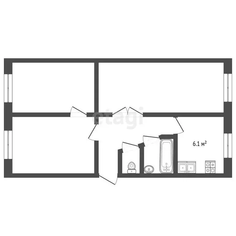 3-комнатная квартира: Тутаев, Пролетарская улица, 7 (62 м) - Фото 1