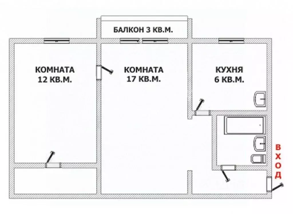 2-к кв. Красноярский край, Красноярск ул. Александра Матросова, 10г ... - Фото 1