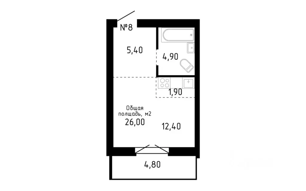 Студия Алтайский край, Барнаул ул. Никитина, 12 (26.0 м) - Фото 0