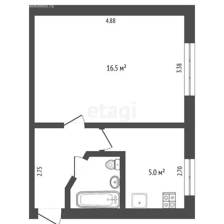 1-комнатная квартира: Тюмень, Олимпийская улица, 42 (28.9 м) - Фото 0