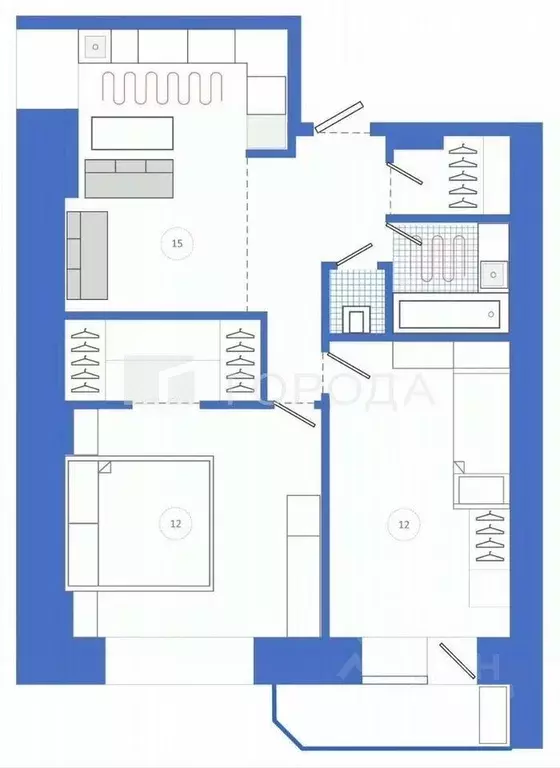 3-к кв. Томская область, Томск ул. Набережная Озера, 22 (58.0 м) - Фото 2