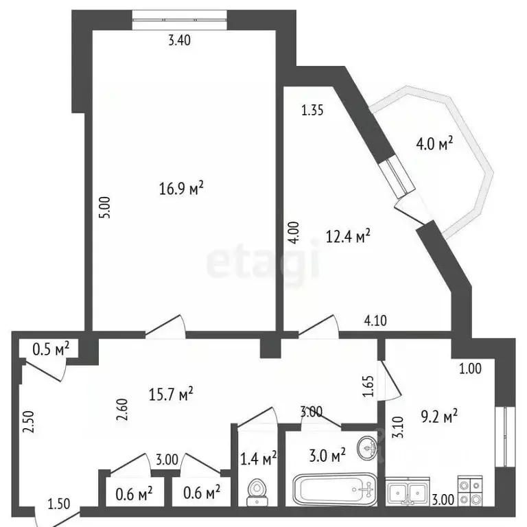 2-к кв. Ростовская область, Ростов-на-Дону ул. Текучева, 137/77 (59.8 ... - Фото 1