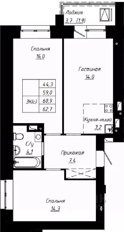 3-к кв. Алтайский край, Барнаул ул. Чернышевского, 189к1 (60.9 м) - Фото 0