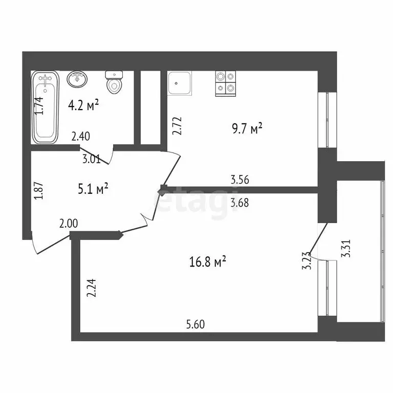 1-комнатная квартира: Ижевск, улица Циолковского, 9 (32.5 м) - Фото 0