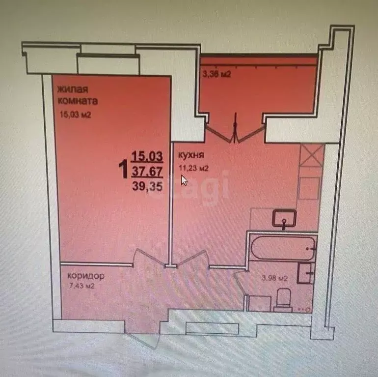 1-к кв. Ульяновская область, Ульяновск ул. Горького, 9 (37.1 м) - Фото 2