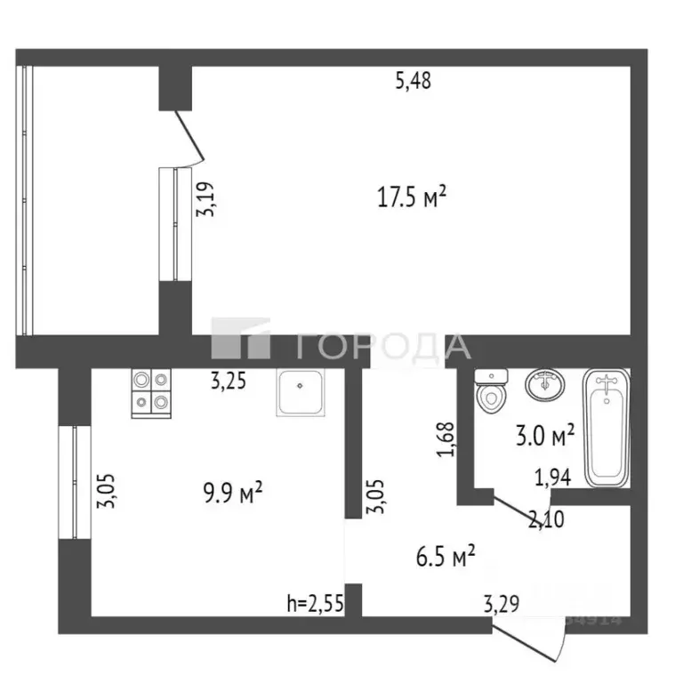 1-к кв. Алтайский край, Барнаул Телефонная ул., 34А (36.9 м) - Фото 2