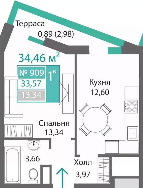 1-к кв. Крым, Симферополь Крымская роза мкр,  (34.46 м) - Фото 0