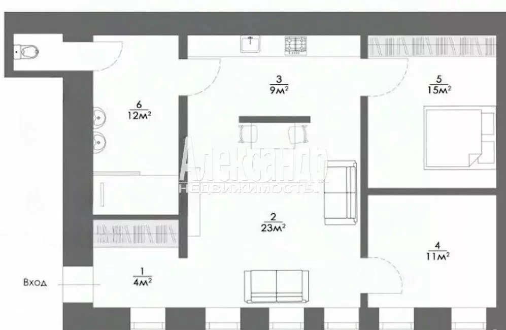 3-к кв. Санкт-Петербург Конногвардейский бул., 13 (74.0 м) - Фото 2