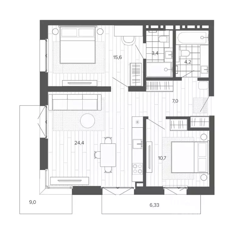 3-к кв. Алтайский край, Барнаул тракт Змеиногорский, 35Б (80.63 м) - Фото 0