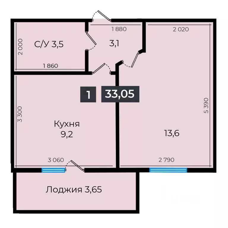 1-к кв. Ставропольский край, Ставрополь ул. Южный обход, 53В (32.95 м) - Фото 1
