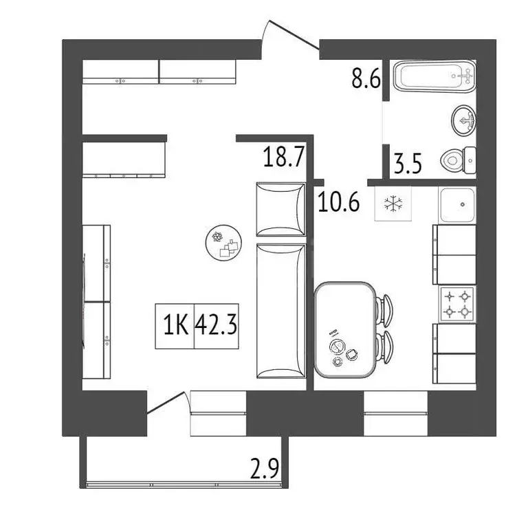 Продаётся 1-к квартира, 42.6 м - Фото 0