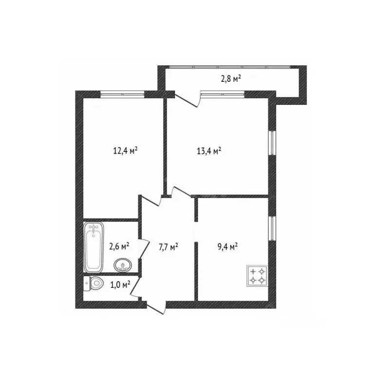 2-к кв. Брянская область, Брянск ул. Никитина, 4 (46.5 м) - Фото 1