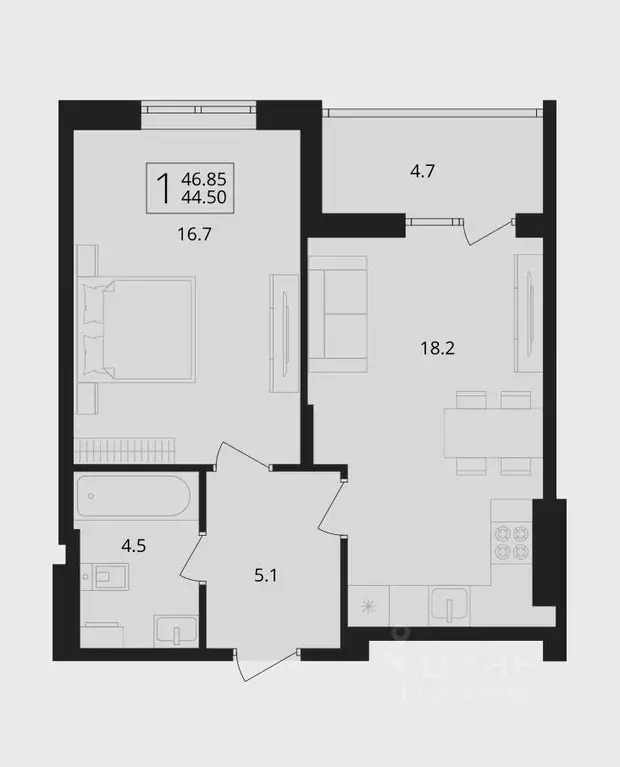 1-к кв. Брянская область, Брянский район, Снежское с/пос, пос. Путевка ... - Фото 1
