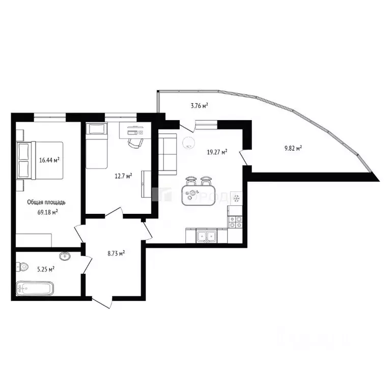 2-к кв. Новосибирская область, Новосибирск 2-я Обская ул., 154 (69.18 ... - Фото 2