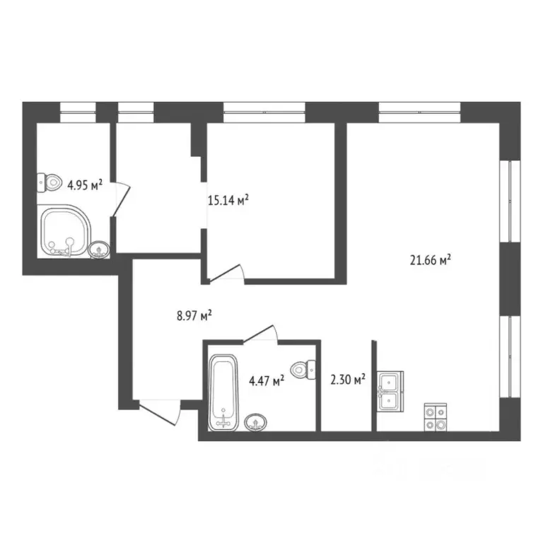 2-к кв. Тюменская область, Тюмень ул. Тимофея Чаркова, 93 (57.4 м) - Фото 2